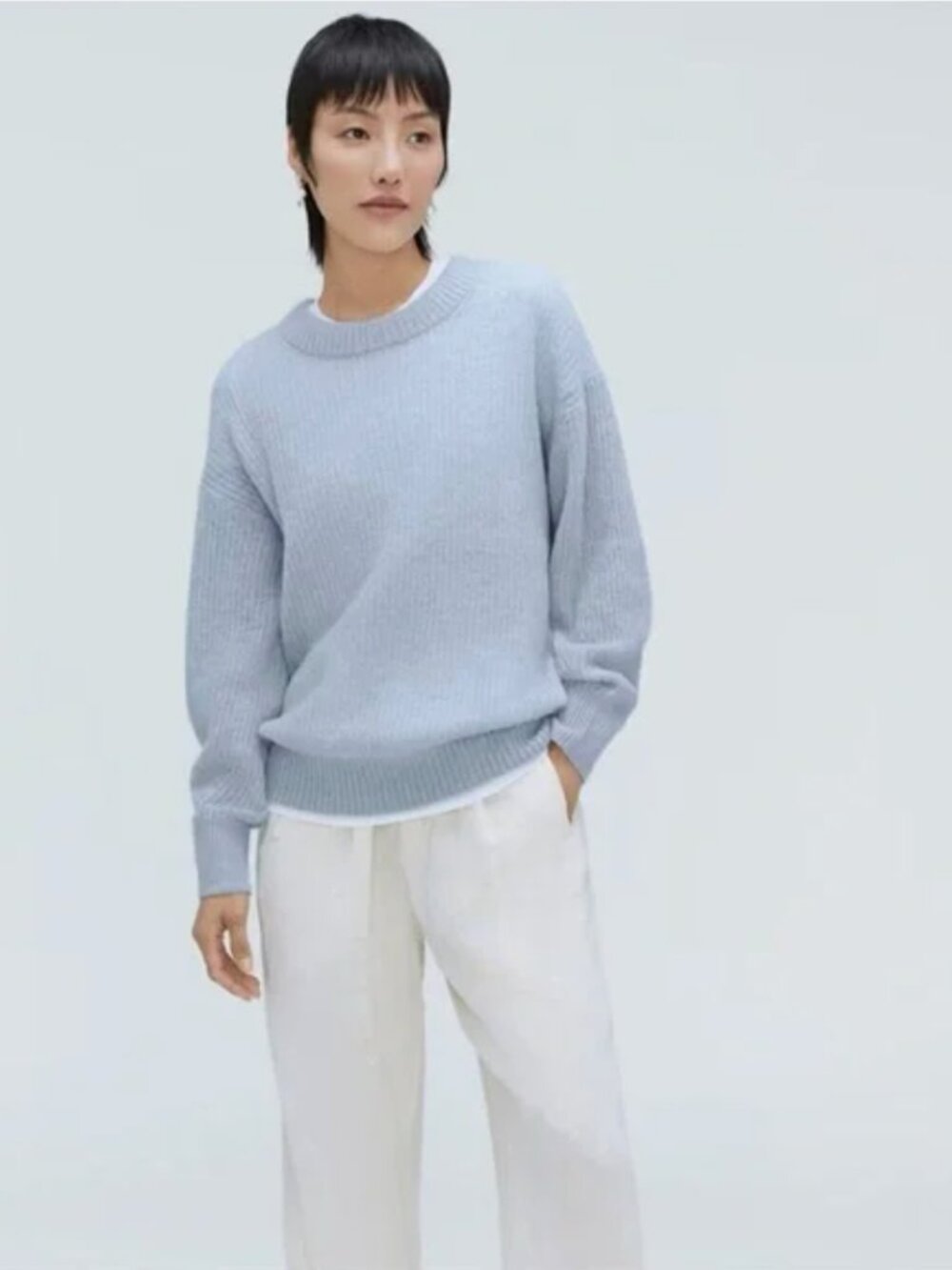 Everlane Cocoon Crew in Alpaca - Mist Medium